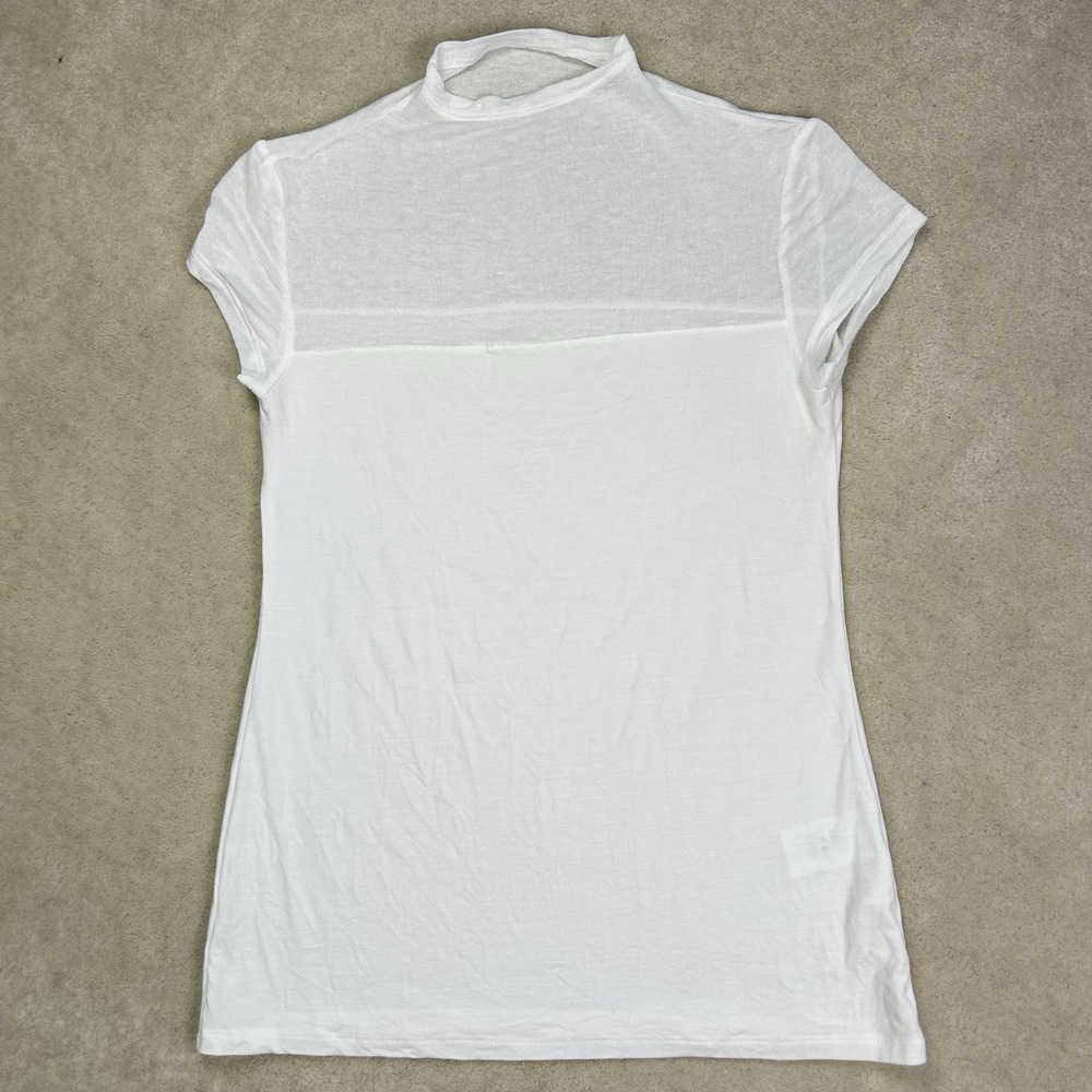 Marcella NYC European Jersey Mesh Top Women's Small Shortsleeve Mock Neck